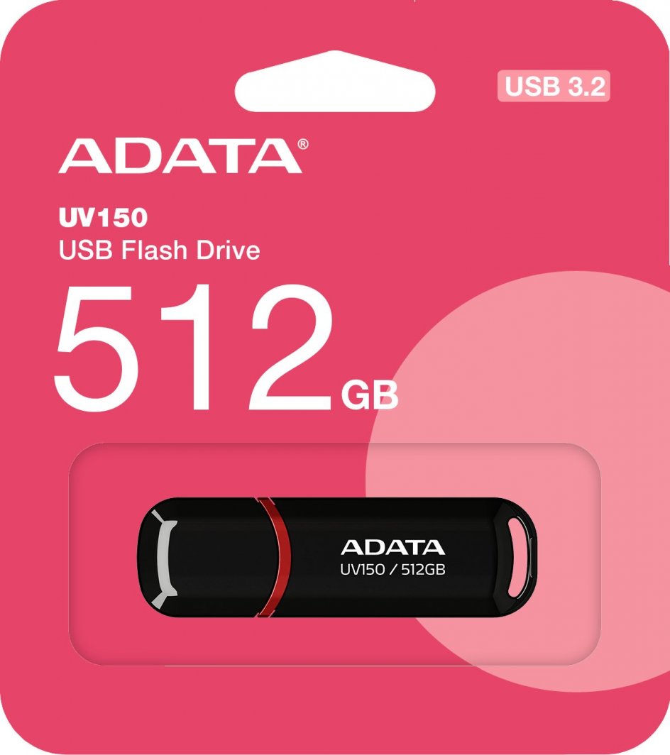 USB Memorja ADATA UV150, 512GB, USB 3.2 Gen 1, e zezë