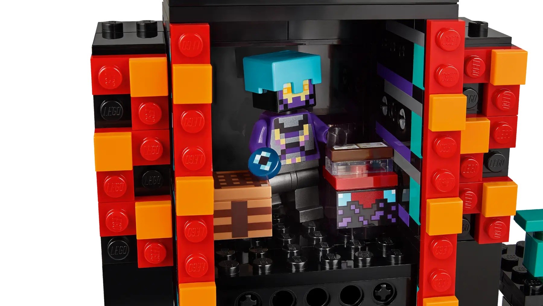 Lodër ndërtimi Lego Minecraft 21279 The Enderman Tower, set me kulla dhe figura, shumëngjyrëshe