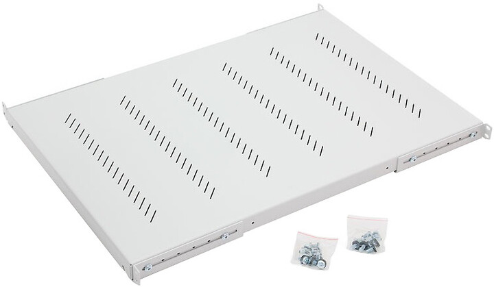 Raft i shpuar Triton RAC-UP-750-H4, 19", 1U/750mm, kapaciteti i ngarkesës 150 kg, gri