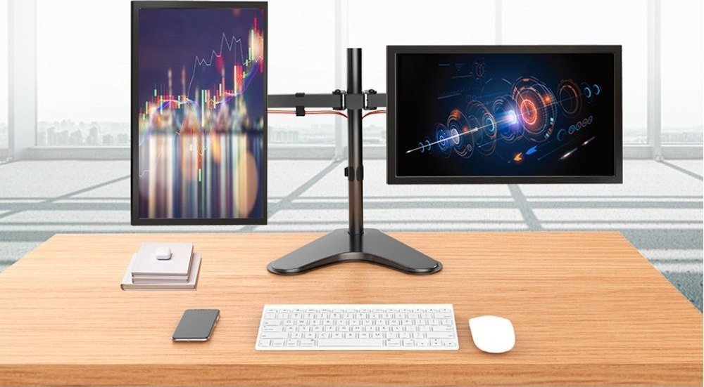 Mbajtëse tavoline për monitorë Techly ICA-LCD-2524, për 2 ekrane 13-32", me qëndrim, e zezë