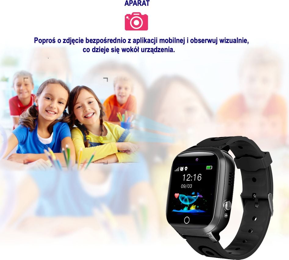 Smartwatch GoGPS K17, GPS, për fëmijë, i zi