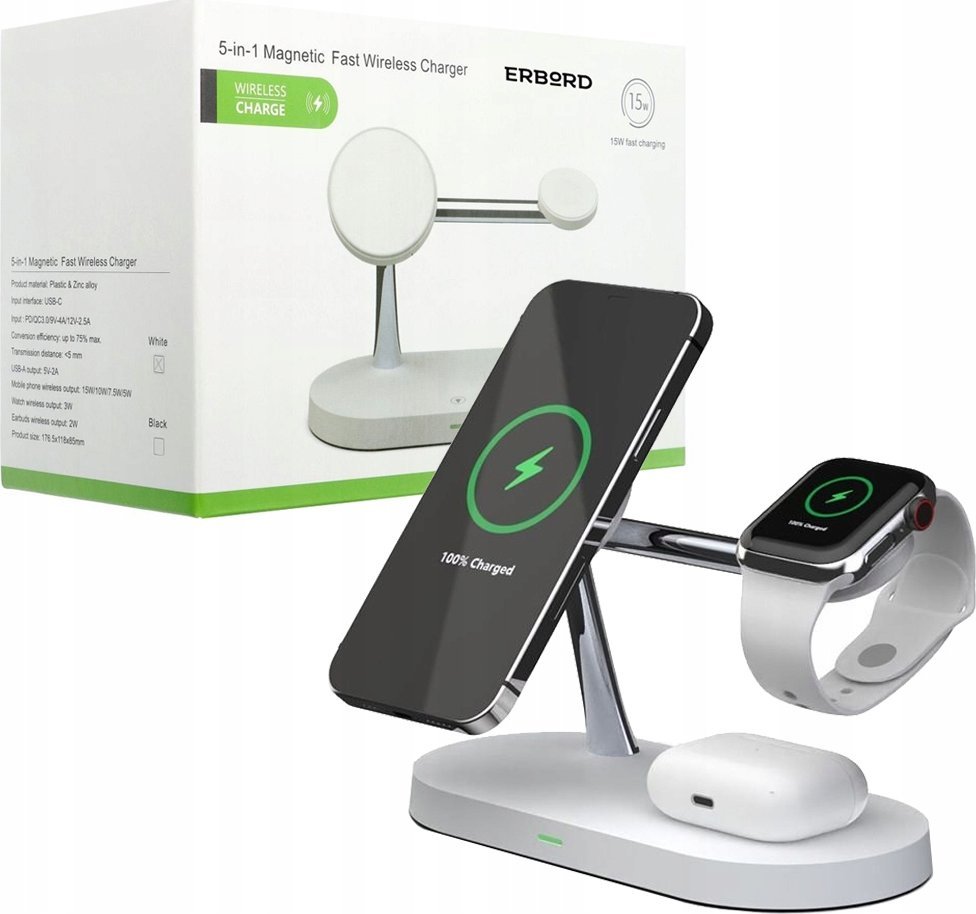 Karikues wireless Blow WCH-08, 15W, 3 në 1, i bardhë