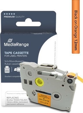 Shirit etiketimi MediaRange MRBTZB31, 12mm 8m, tekst i zi