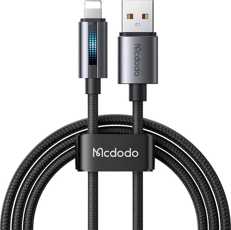 Kabllo USB Mcdodo CA-5660, USB-A në Lightning, 1.2m, me dritë LED, e zezë