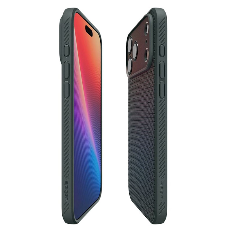 Mbulesë telefoni Spigen Liquid Air për iPhone 17 Pro Max, antibakteriale, Abyss Green