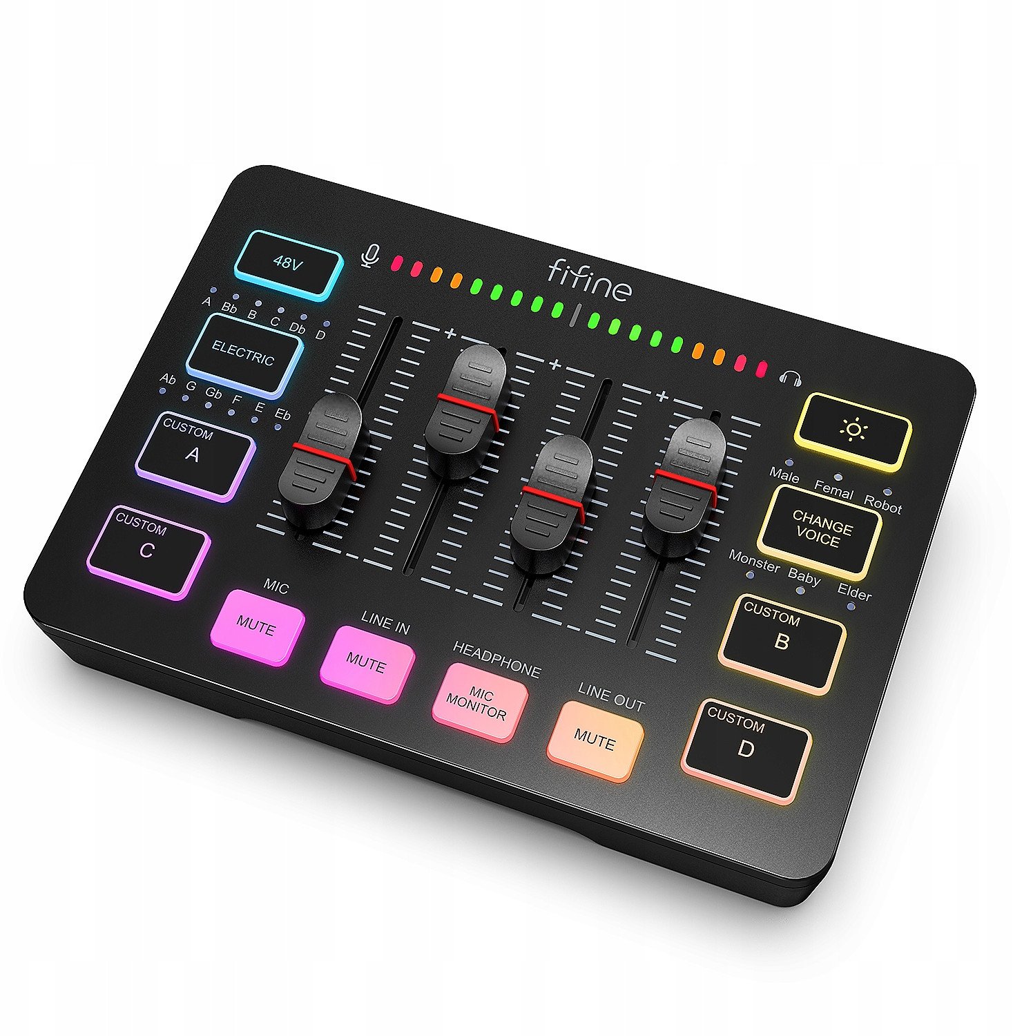 Mikser audio Fifine Sound Card SC3W, ndërfaqe USB, 48V, i bardhë