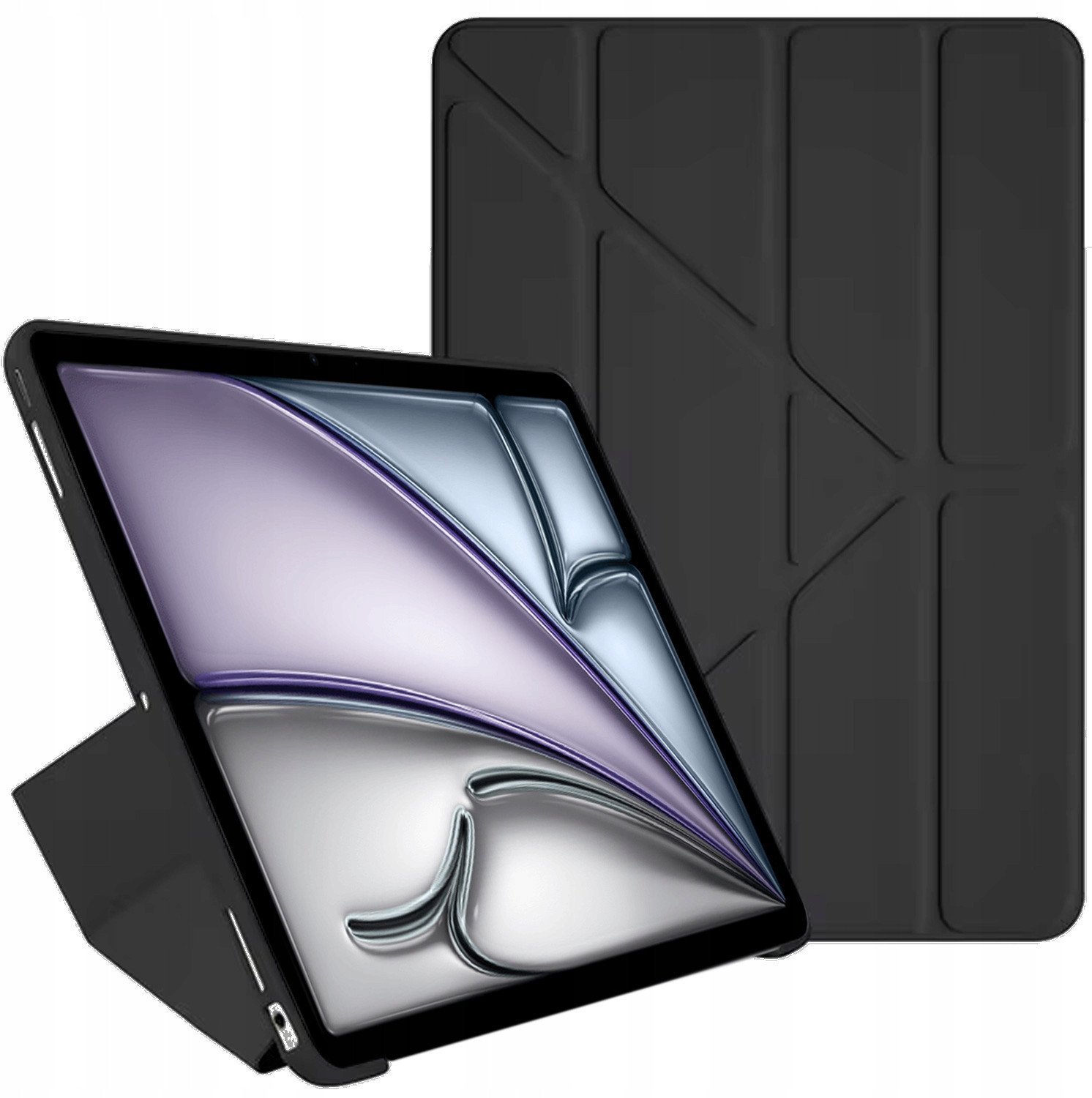 Mbulesë trifold për tablet iPad Air 11 Gen 6 2024, eco leather, mbyllje magnetike, e zezë
