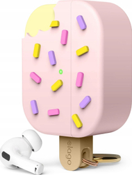 Mbulesë Elago Ice Cream për AirPods Pro 2, me karabinier, ngjyrë luleshtrydhe