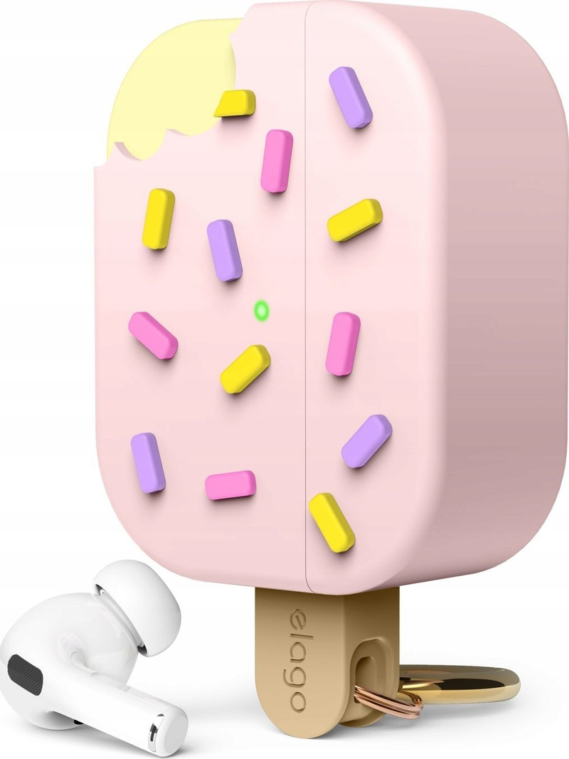 Mbulesë Elago Ice Cream për AirPods Pro 2, me karabinier, ngjyrë luleshtrydhe