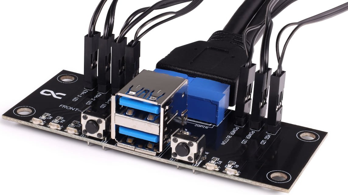 Panel frontor I/O Alphacool ES 25057, USB 3.0, me komplet kabllosh, i zi