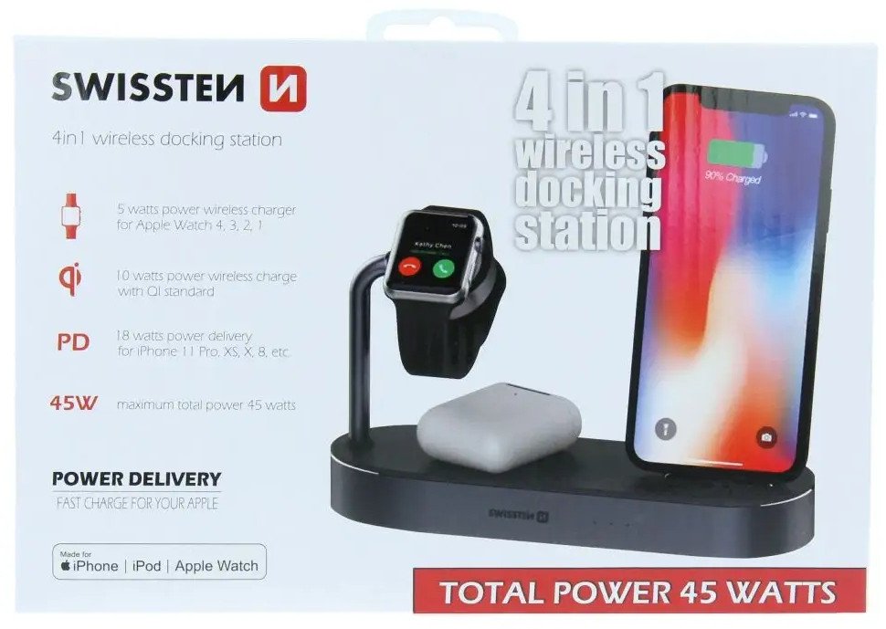 Stacion karikimi Swissten 4in1, wireless MFI, 45W, i zi
