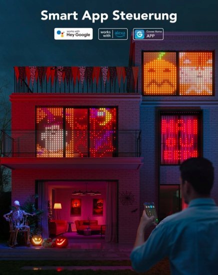 Perde drite LED Govee H70B1, RGBIC, Wi Fi dhe Bluetooth, IP65