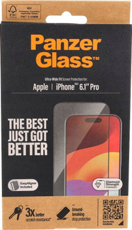 Mbrojtëse ekrani PanzerGlass për iPhone 15 Pro, Ultra-Wide Fit, me EasyAligner, transparente
