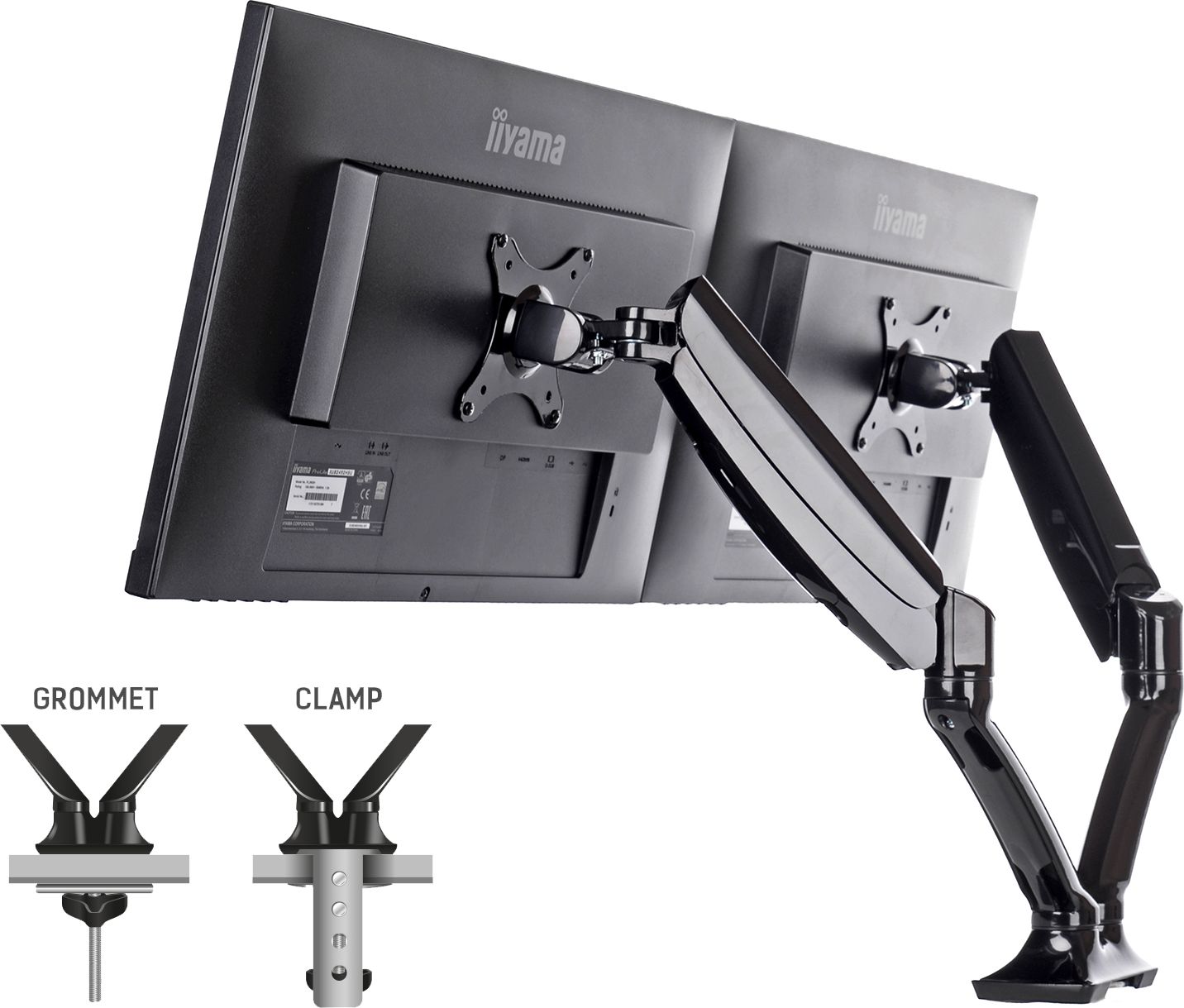Mbajtëse për monitor iiyama DS3002C‑B1, për 2 monitorë deri në 27″, e zezë