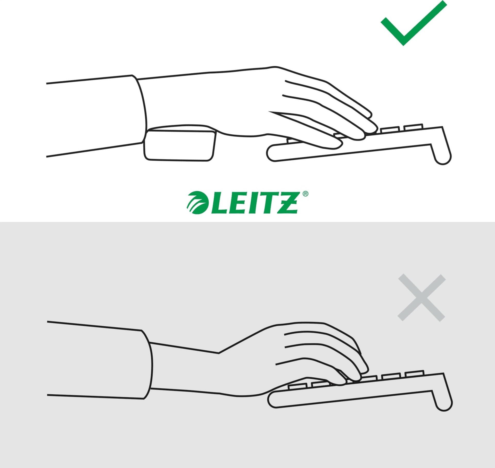 Mbështetëse ergonomike për tastierë Leitz Ergo, e rregullueshme, gri e errët