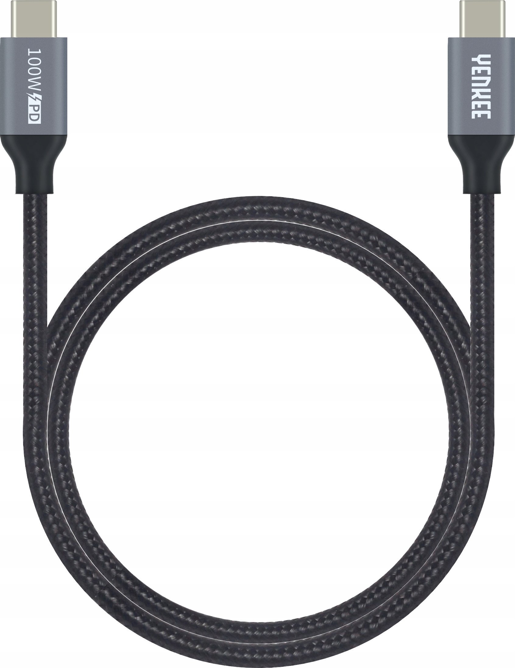 Kabllo USB-C Yenkee YCU 341, USB-C në USB-C, 1.5 m, 100 W, gri