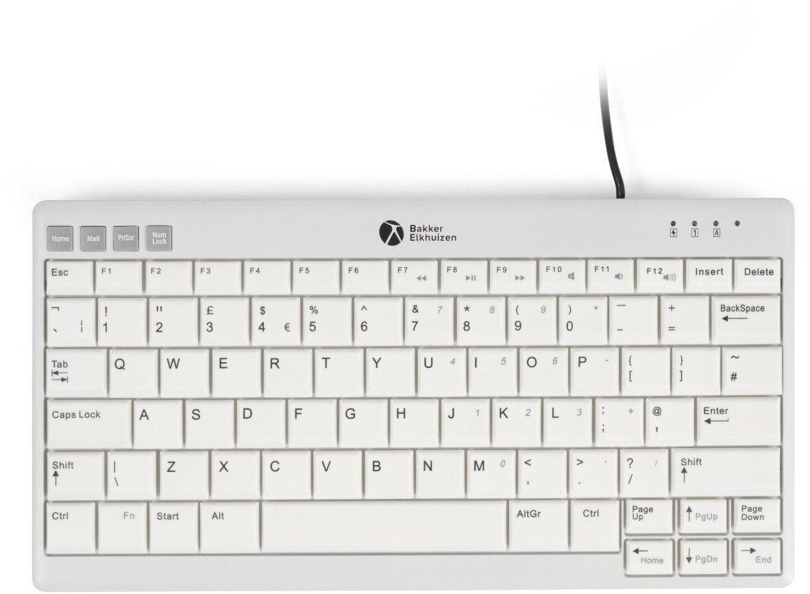 Tastierë BakkerElkhuizen UltraBoard 950 V2, USB C, kompakte ergonomike, e bardhë