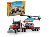 Set LEGO Creator 3 in 1 Flatbed Truck with Helicopter 31146, kamion dhe helikopter, shumëngjyrësh