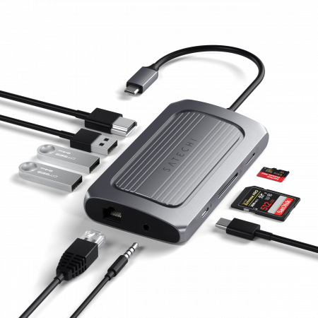 Përshtatës Satechi Aluminium USB4 Multiport 8K HDMI, i hirtë