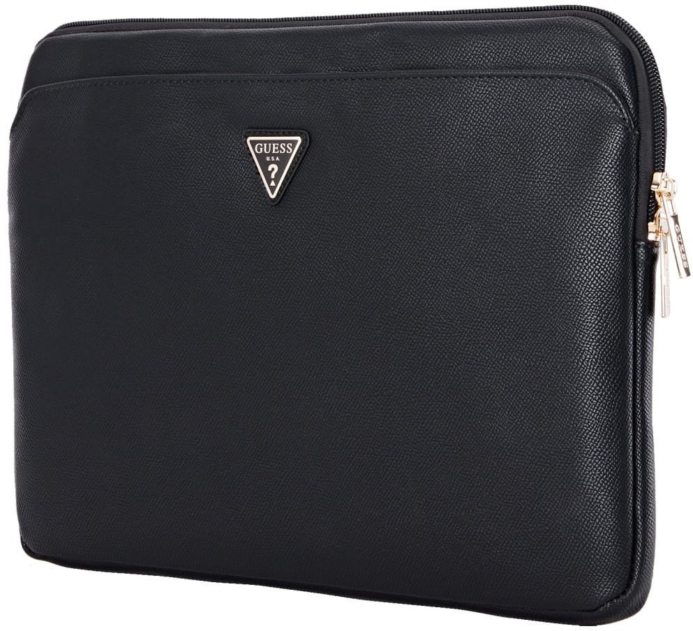 Futrollë laptopi Guess PU Grained Triangle Logo, 14", e zezë