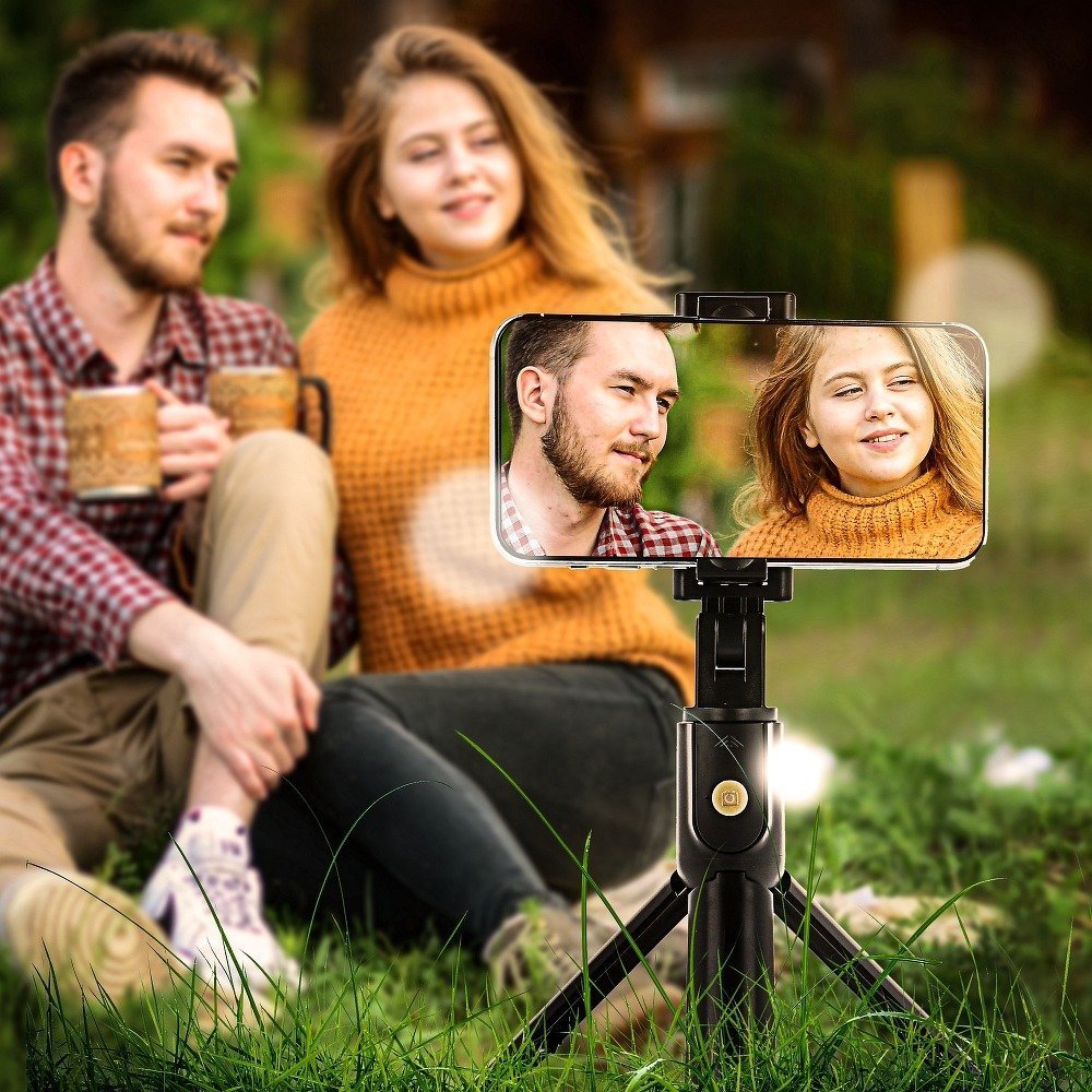 Selfie stick dhe tripod RoGer RO SELF 2IN1, telekomandë Bluetooth, teleskopik, i zi