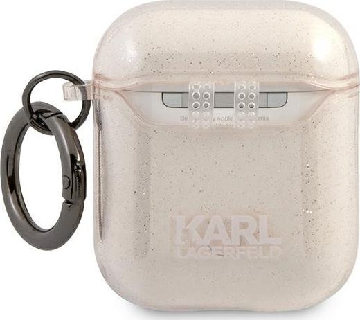 Mbulesë mbrojtëse për AirPods Karl Lagerfeld KLA2UCHGD Glitter Choupette, TPU, për AirPods 1/2, bezhë