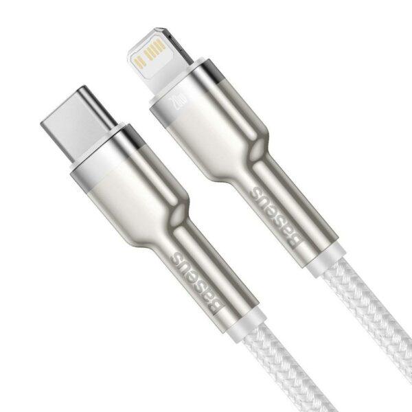 Kabllo karikimi Baseus CATLJK-A02, USB C në Lightning, 1 m, e bardhë