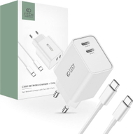 Karikues rrjeti Tech-Protect C35W, 2 porta USB-C PD 35W, me kabllo USB-C 1m, i bardhë