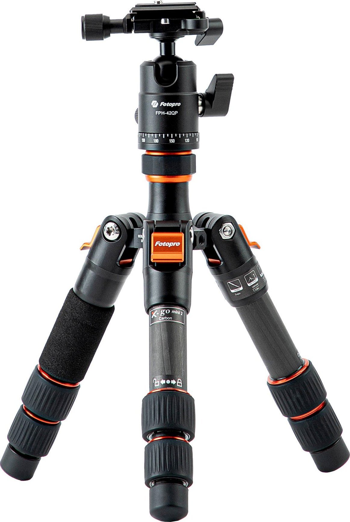 Трипод за маса Fotopro X-Go Mini 2, карбонски влакна, капацитет 8 kg, црн