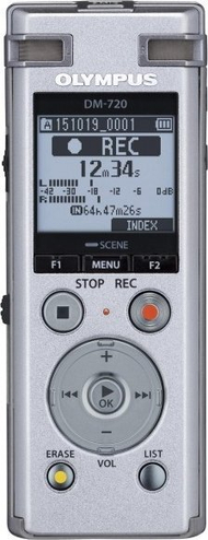 Дигитален регистратор Olympus DM-720, вградена меморија, со микрофон ME-3, сребрен