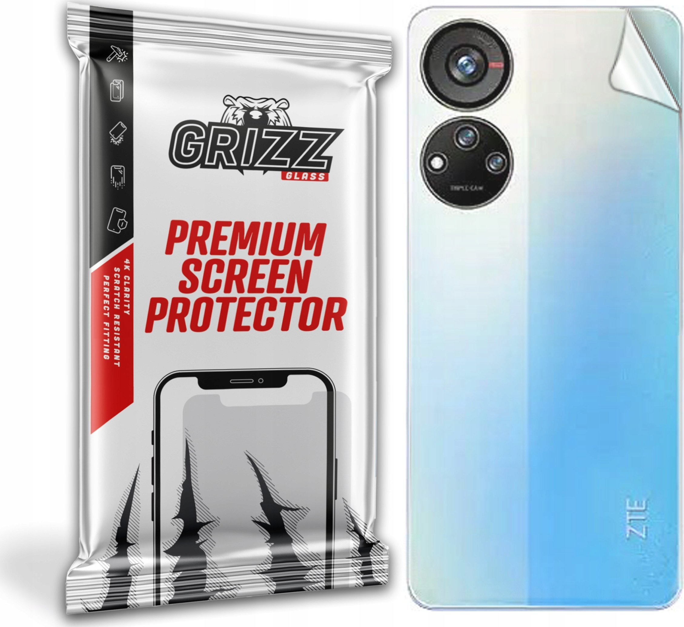 Mbrojtëse e pasme GrizzGlass SatinSkin për ZTE Axon 40 SE, film fleksibël, përfundim satinë transparent