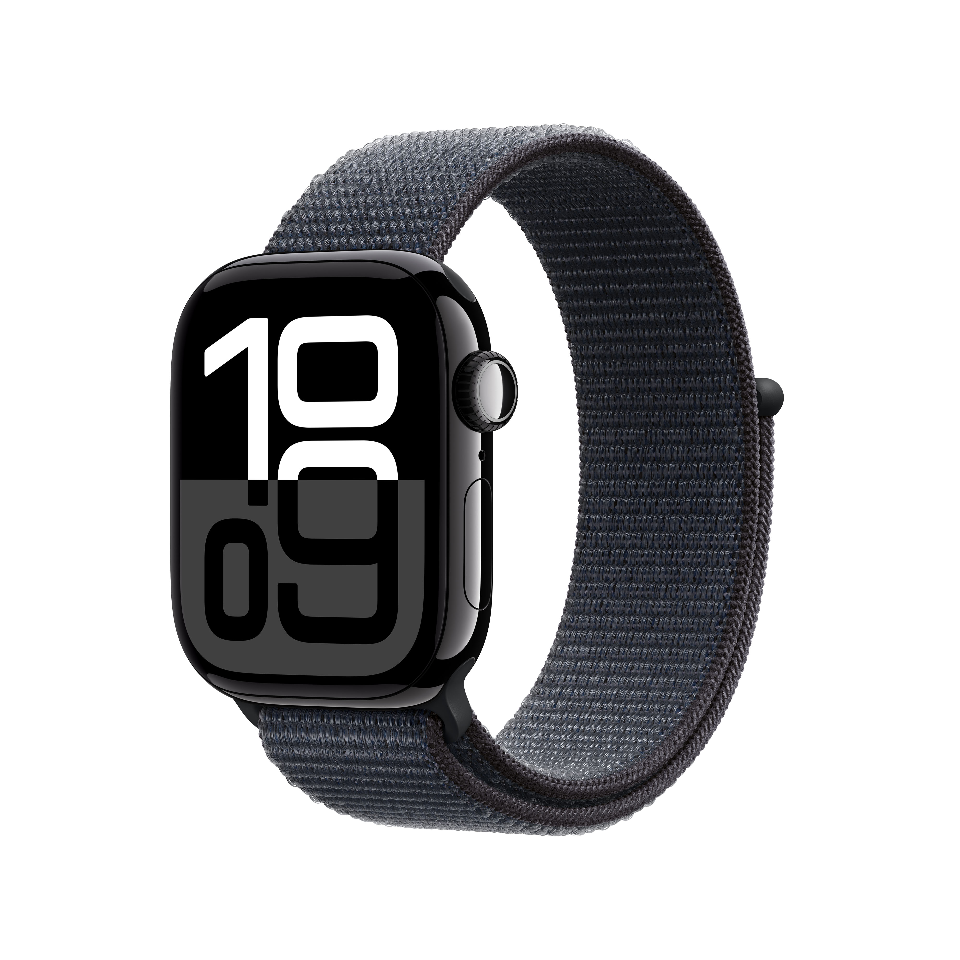 Apple Watch Series 10 GPS, 42mm, Jet Black Aluminum Case with Ink Sport Loop