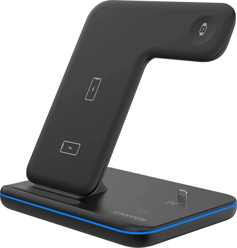 Karikues wireless 3n1 Canyon Wireless Dock QI, 15W, për Apple, i zi