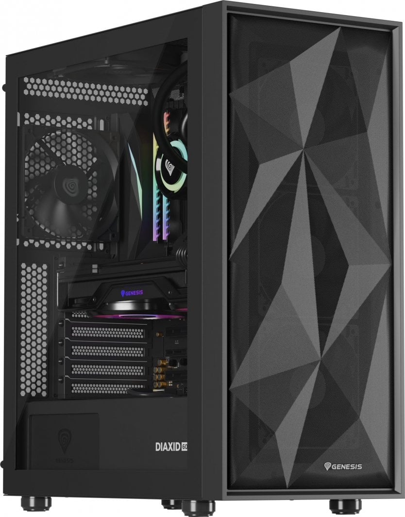 Kasë Genesis Diaxid 605F, e zezë, Midi Tower