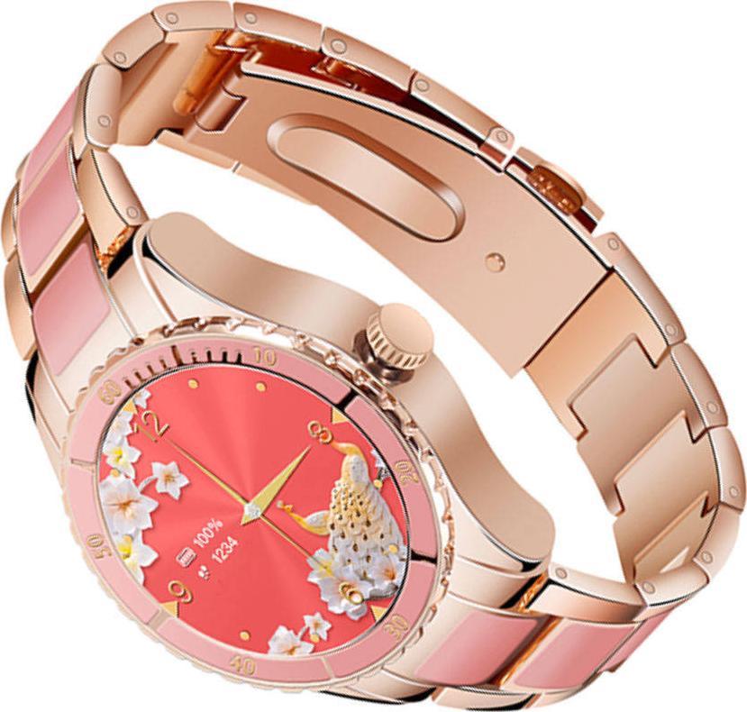 Smartwatch për gra Rubicon RNCE82, IP67, Bluetooth, rozë e artë