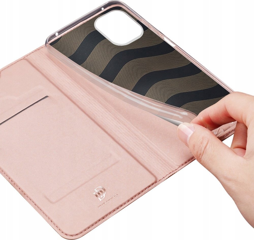 Kllëf telefoni Dux Ducis Skin Pro për Xiaomi Poco M6 Pro, flip wallet stand, rozë