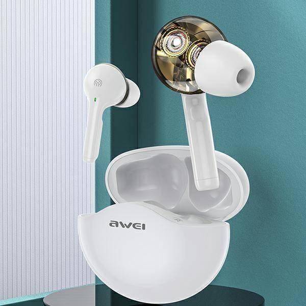 Kufje pa tela Awei T12, TWS, Bluetooth, të bardha