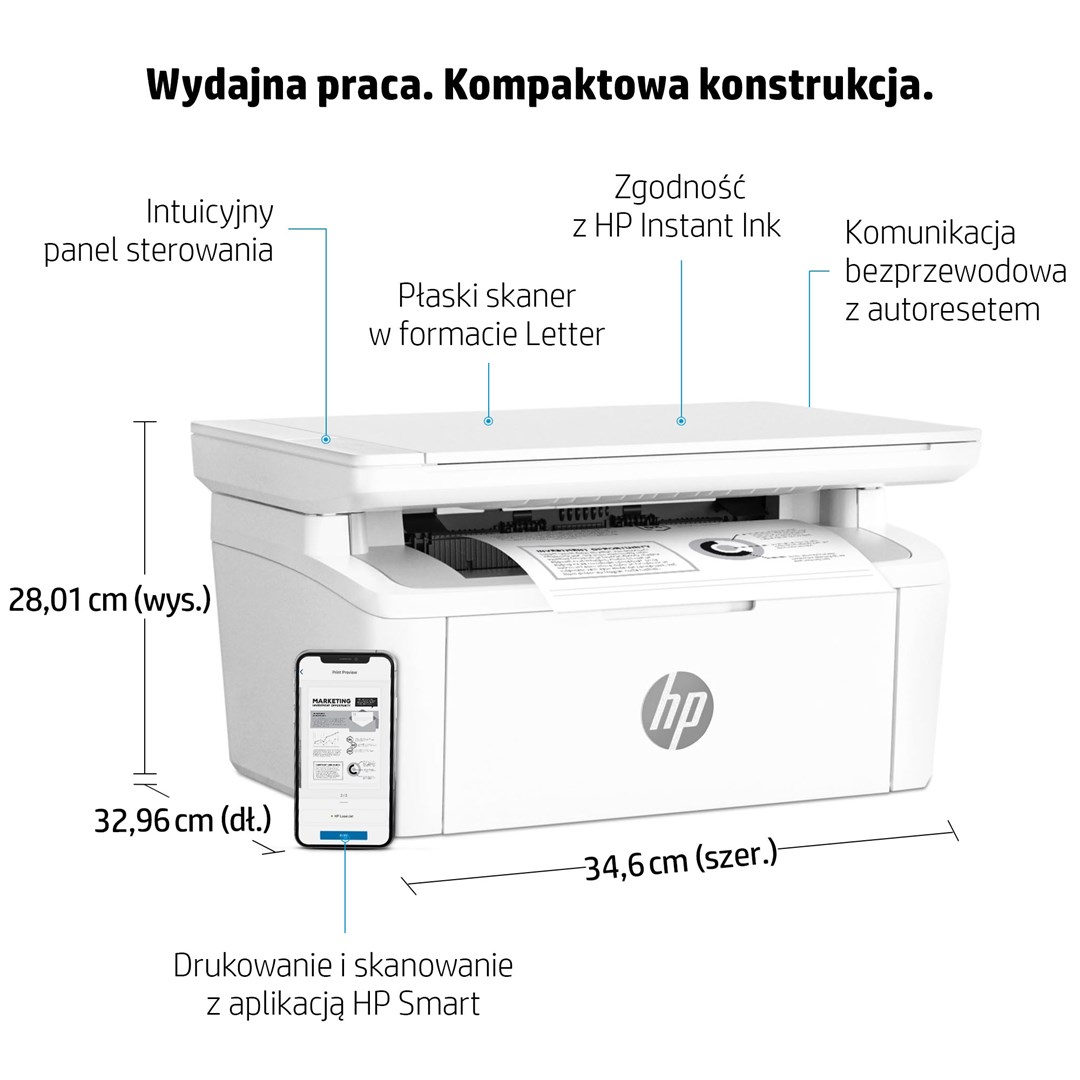 Printer multifunksional HP LaserJet M140w, A4, Wi-Fi, i bardhë 