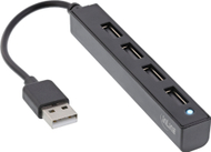 USB хаб InLine 2.0, 4 USB A порти, кабел 15 cm, црн