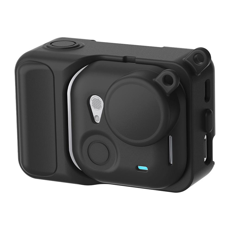 Kuti mbrojtëse silikoni Puluz për Insta360 Go Ultra, rezistente ndaj goditjeve, me rrip dore, e zezë