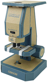 Mikroskop kartoni Carson Optigami DIY, 50x 400x, me lidhje smartphone, kafe