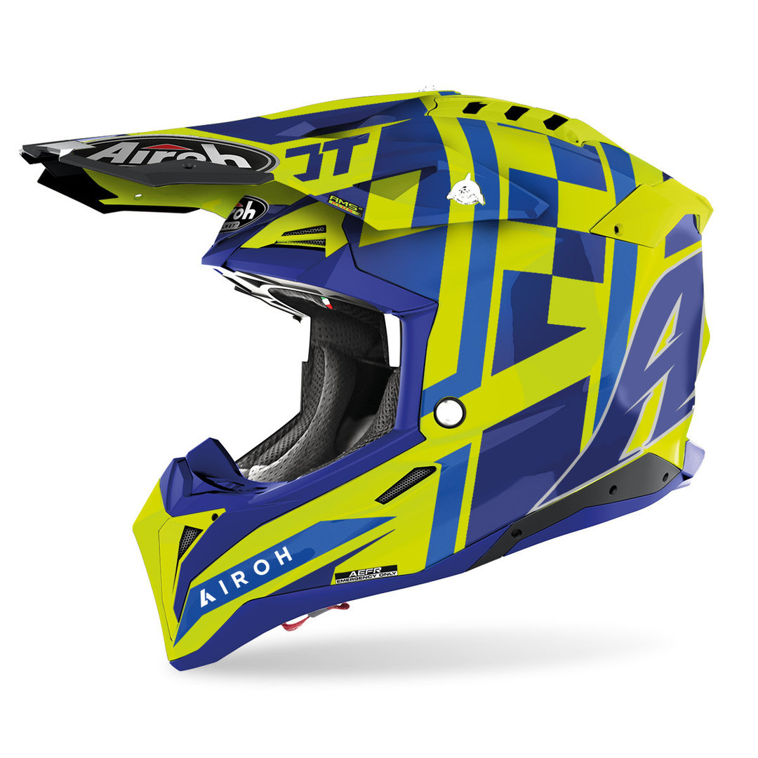 Kaska motocross Airoh Aviator 3 TC21, madhësia XL, blu verdhë
