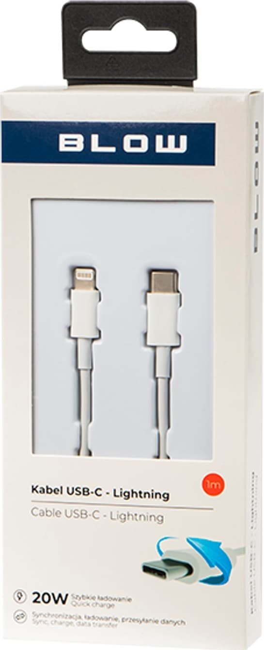 Kabllo USB C në Lightning 1m, karikim i shpejtë 20W, e bardhë 2