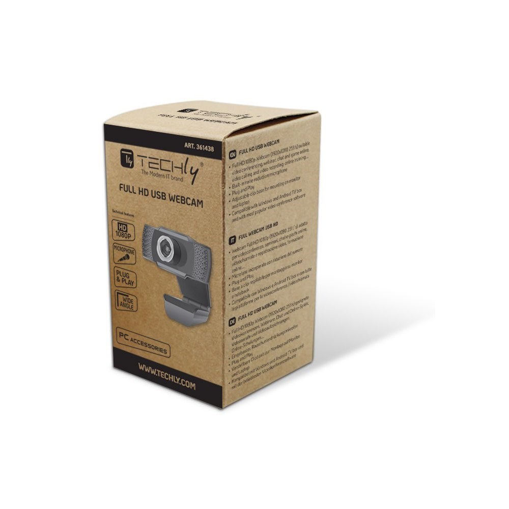 Webkamera Techly I-WEBCAM-60T, Full HD 1080p, USB 2.0, e zezë