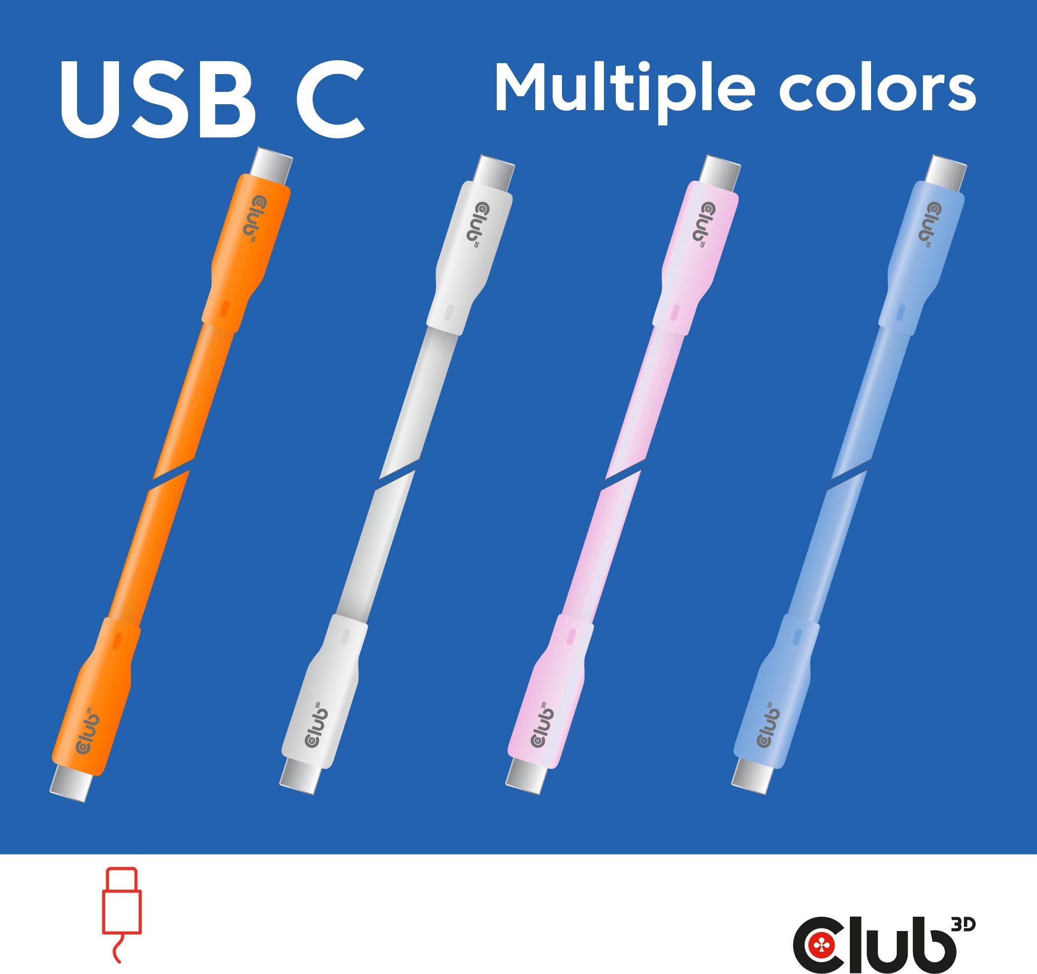 Kabllo USB C në USB C Club3D CAC 2m, 240W, 20Gbps, e bardhë