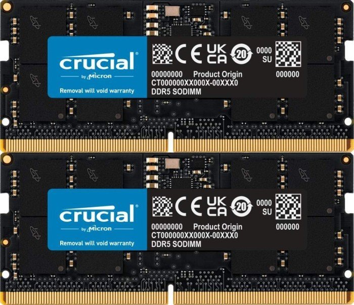 Memorie RAM për laptop Crucial SODIMM CT2K32G56C46S5, DDR5, 64GB 5600MHz, CL46