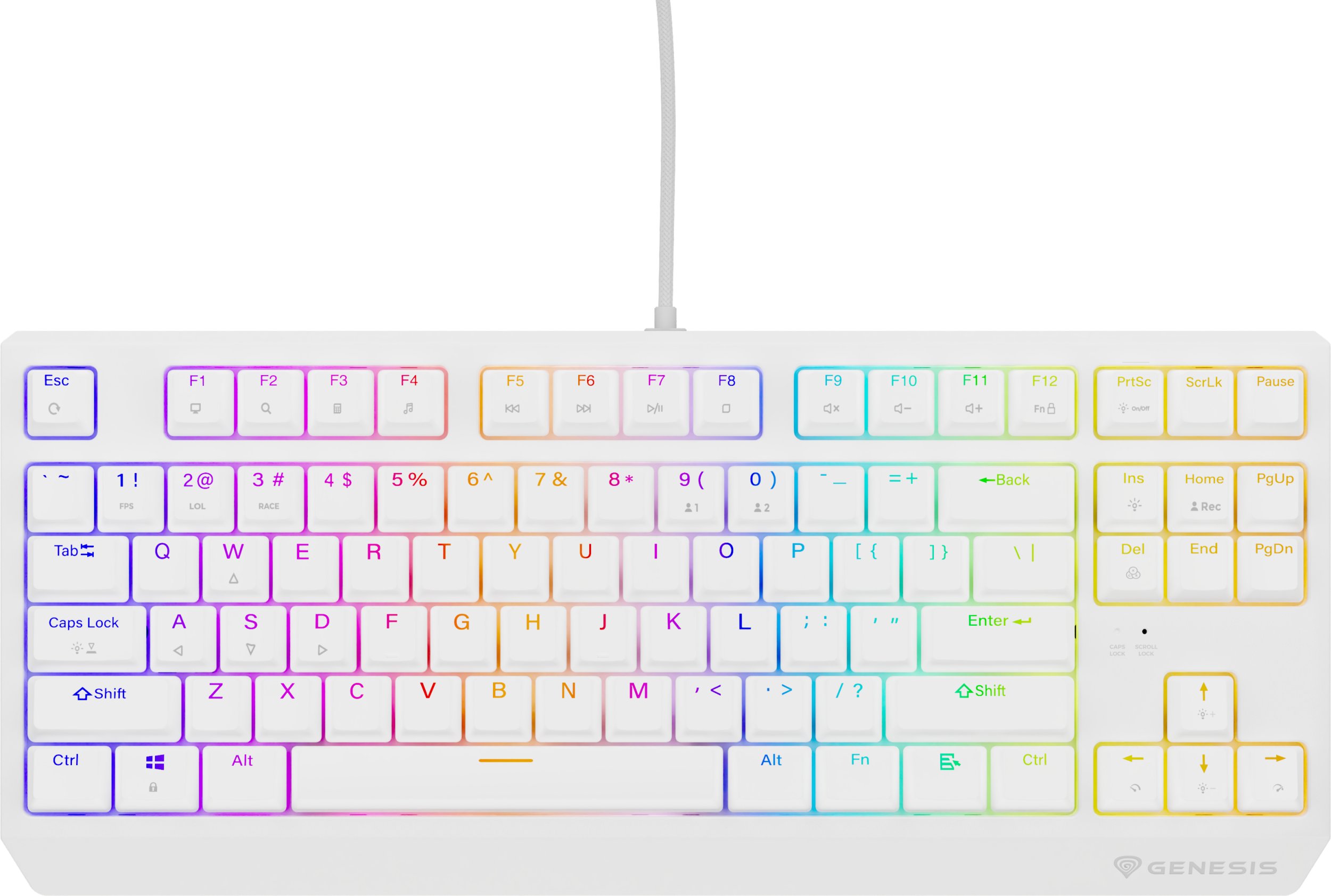 Tastierë mekanike gaming Genesis Thor 230 TKL, RGB, Hot Swap, e bardhë