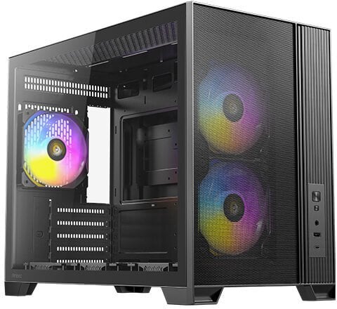 Kutia PC Antec Flux M Mini Tower, xham i temperuar, për gaming, e zezë