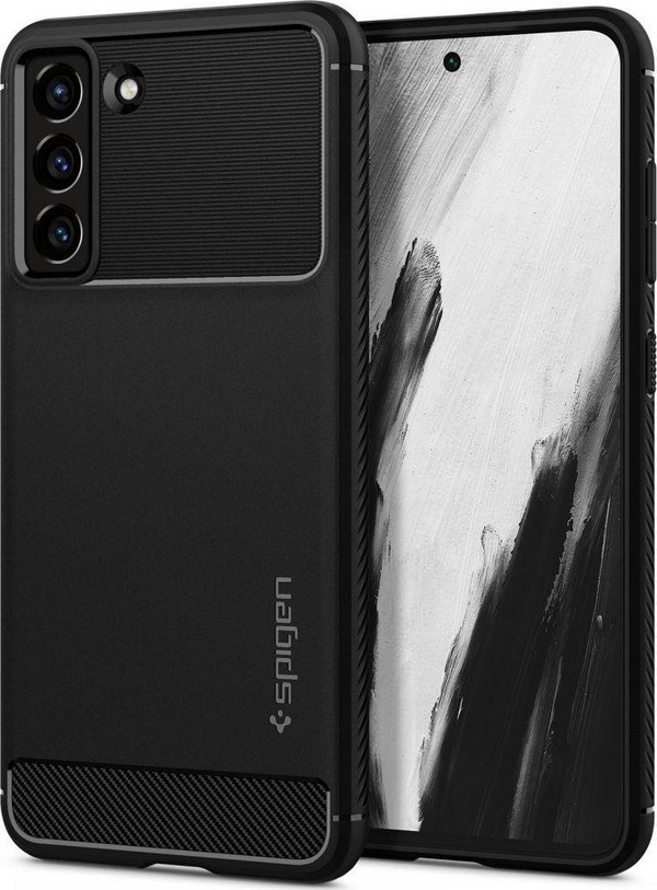 Mbrojtëse për celular Samsung Galaxy S21 FE 5G Spigen Rugged Armor, e zezë