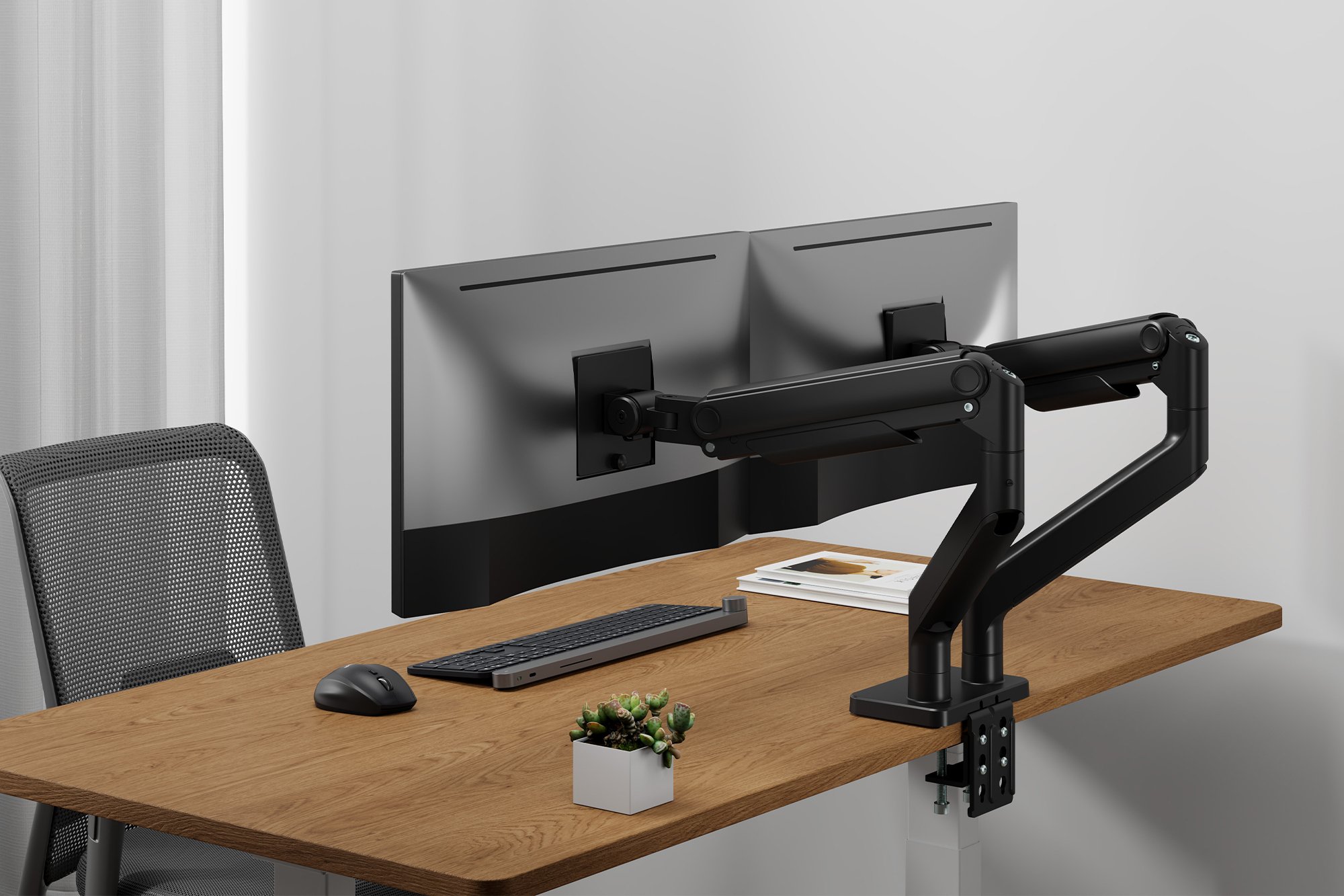 Mbajtëse monitori DIGITUS DA-90474, për 2 monitorë deri 45", VESA 75x75 100x100, e zezë